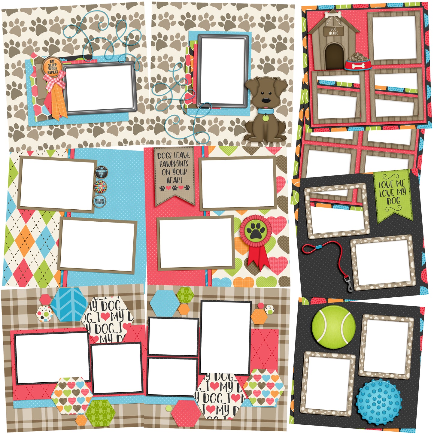 Copy of Love My Dog EZ Quick Pages - Digital Bundle - 10 Digital Scrapbook Pages - INSTANT DOWNLOAD