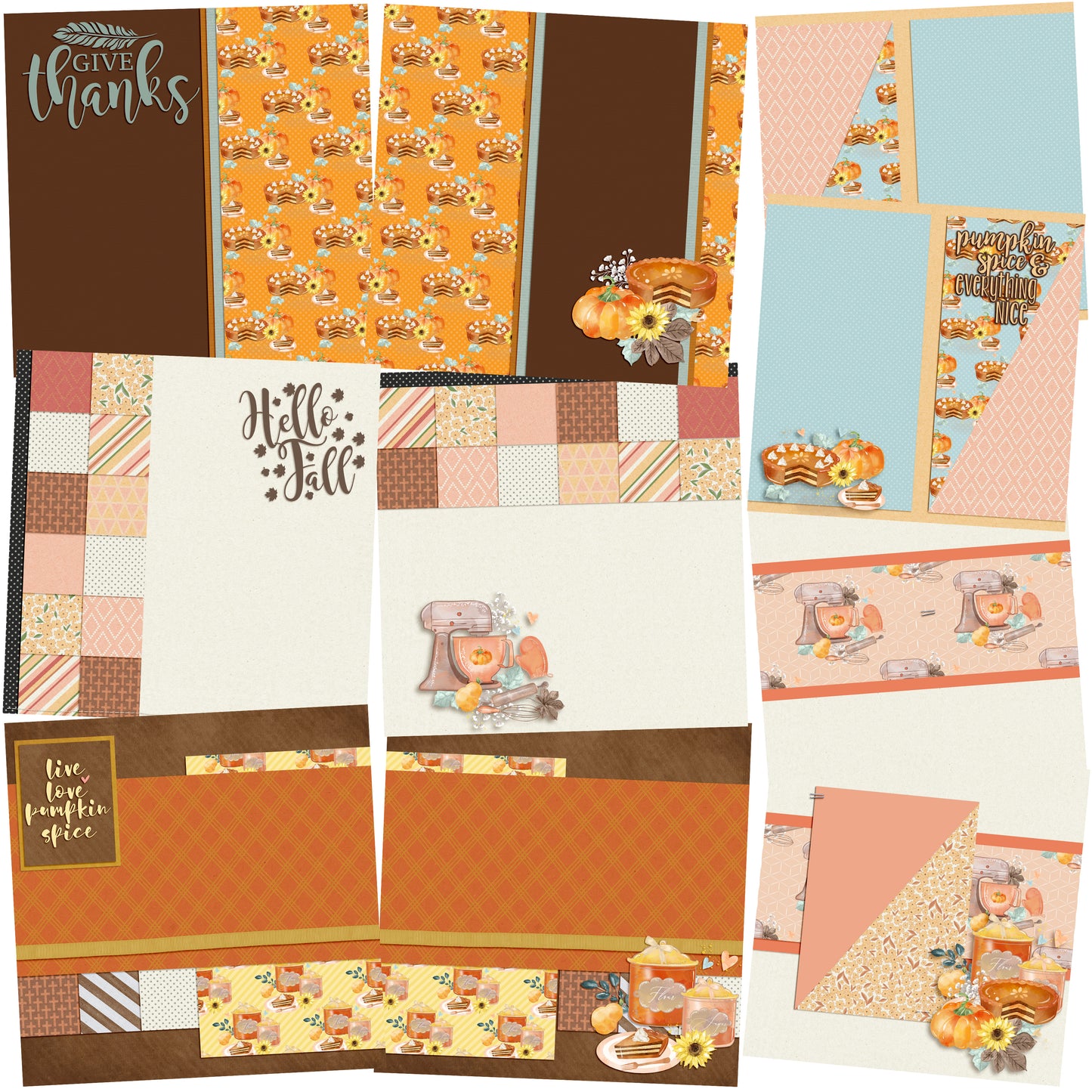 Thankful Kitchen EZ Background Pages - Digital Bundle - 10 Digital Scrapbook Pages - INSTANT DOWNLOAD