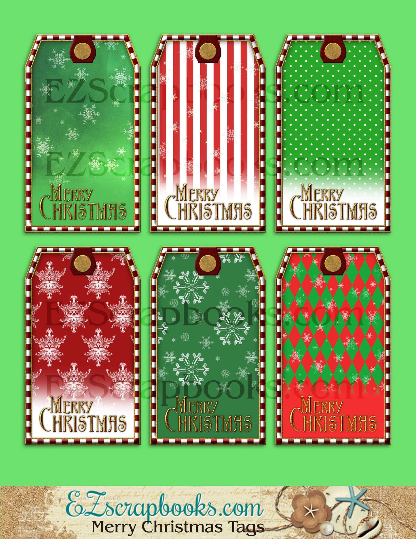 Merry Christmas Tags - 9021 - EZscrapbooks Scrapbook Layouts Christmas