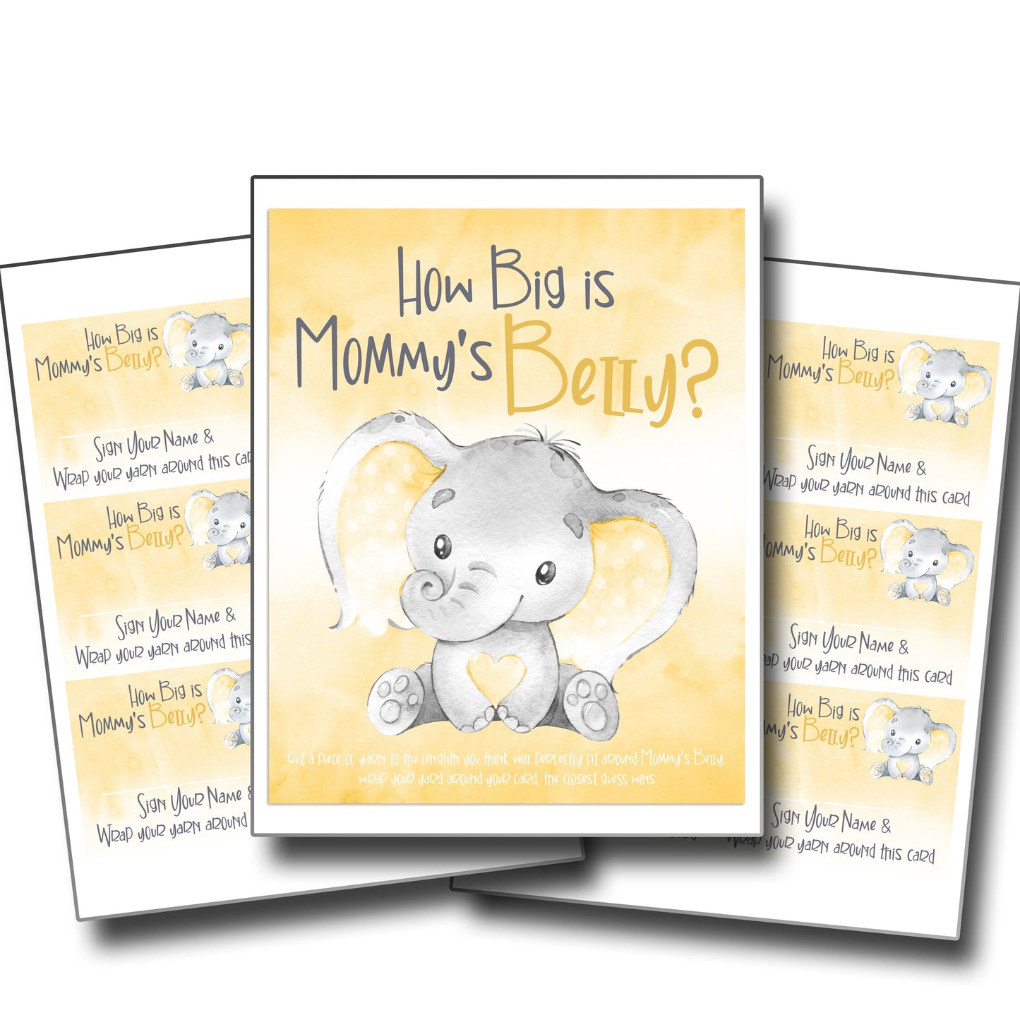 9149 - How Big is Mommy's Belly? Game - 30 People - Yellow - EZscrapbooks Scrapbook Layouts Baby / Bridal Shower