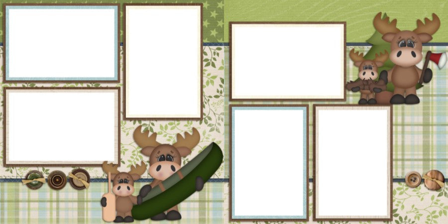 Moose Adventure Boy - Digital Scrapbook Pages - INSTANT DOWNLOAD - EZscrapbooks Scrapbook Layouts Camping - Hiking, Hunting - Fishing