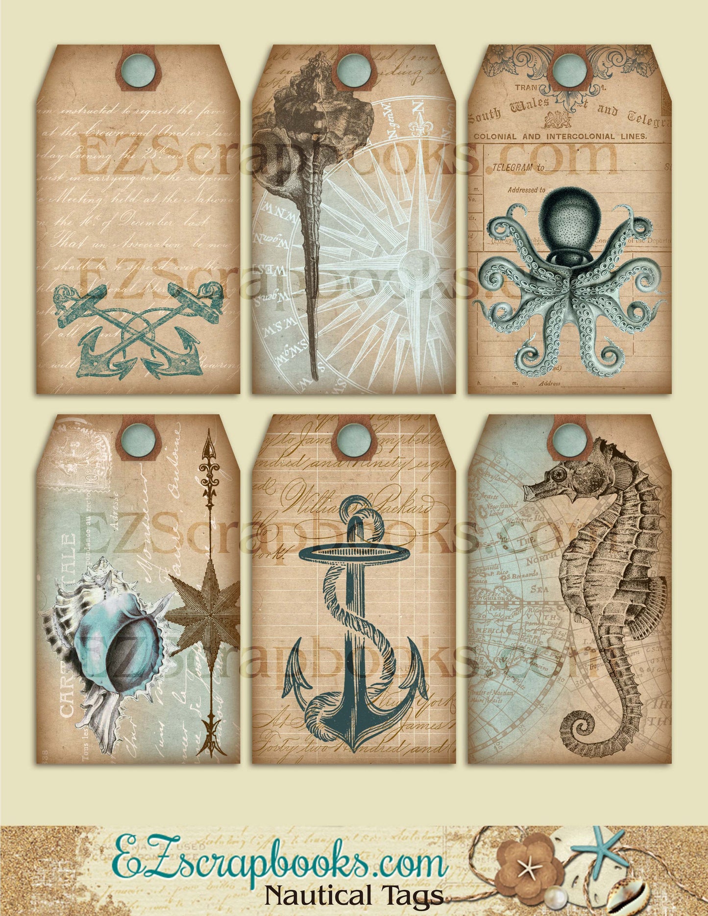 Nautical Tags - 9040 - EZscrapbooks Scrapbook Layouts Other