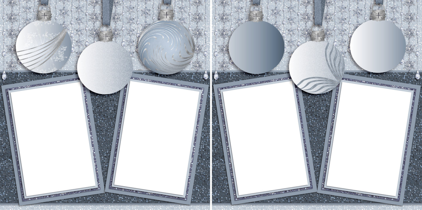 Bulbs of Blue - Digital Scrapbook Pages - INSTANT DOWNLOAD - EZscrapbooks Scrapbook Layouts Christmas