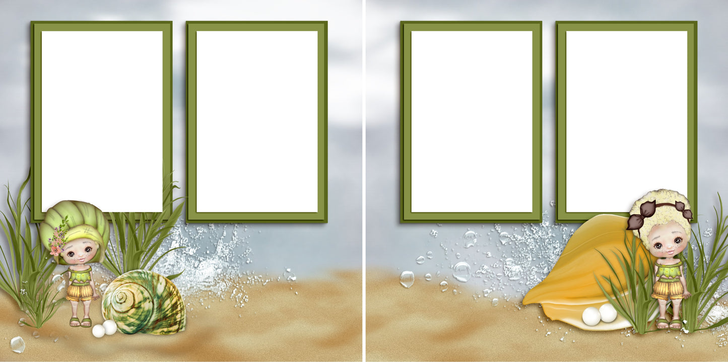 Beach Babies - Digital Scrapbook Pages - INSTANT DOWNLOAD - EZscrapbooks Scrapbook Layouts Beach - Tropical, Girls