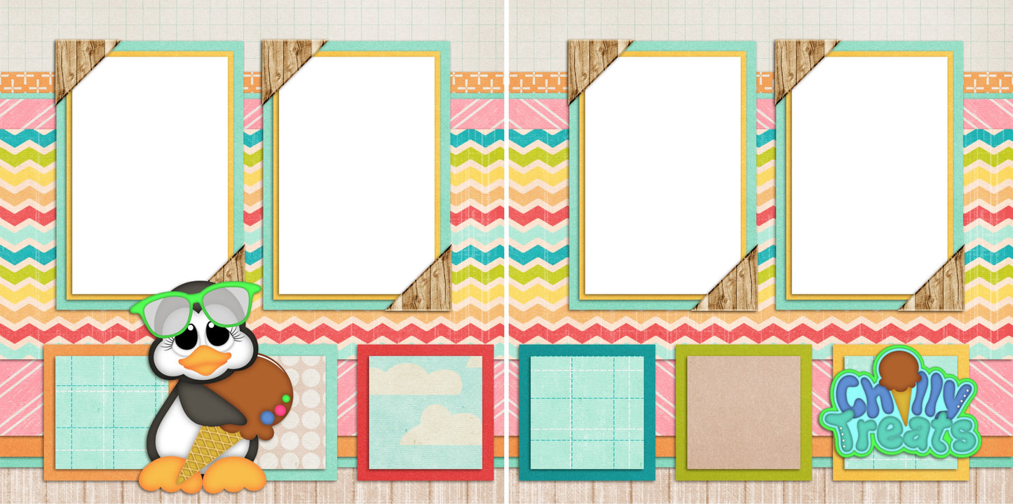Chilly Treats - Digital Scrapbook Pages - INSTANT DOWNLOAD - EZscrapbooks Scrapbook Layouts Foods, Summer