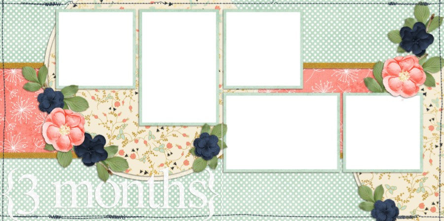 Baby Girl 3 Months - Digital Scrapbook Pages - INSTANT DOWNLOAD - EZscrapbooks Scrapbook Layouts Baby - Toddler