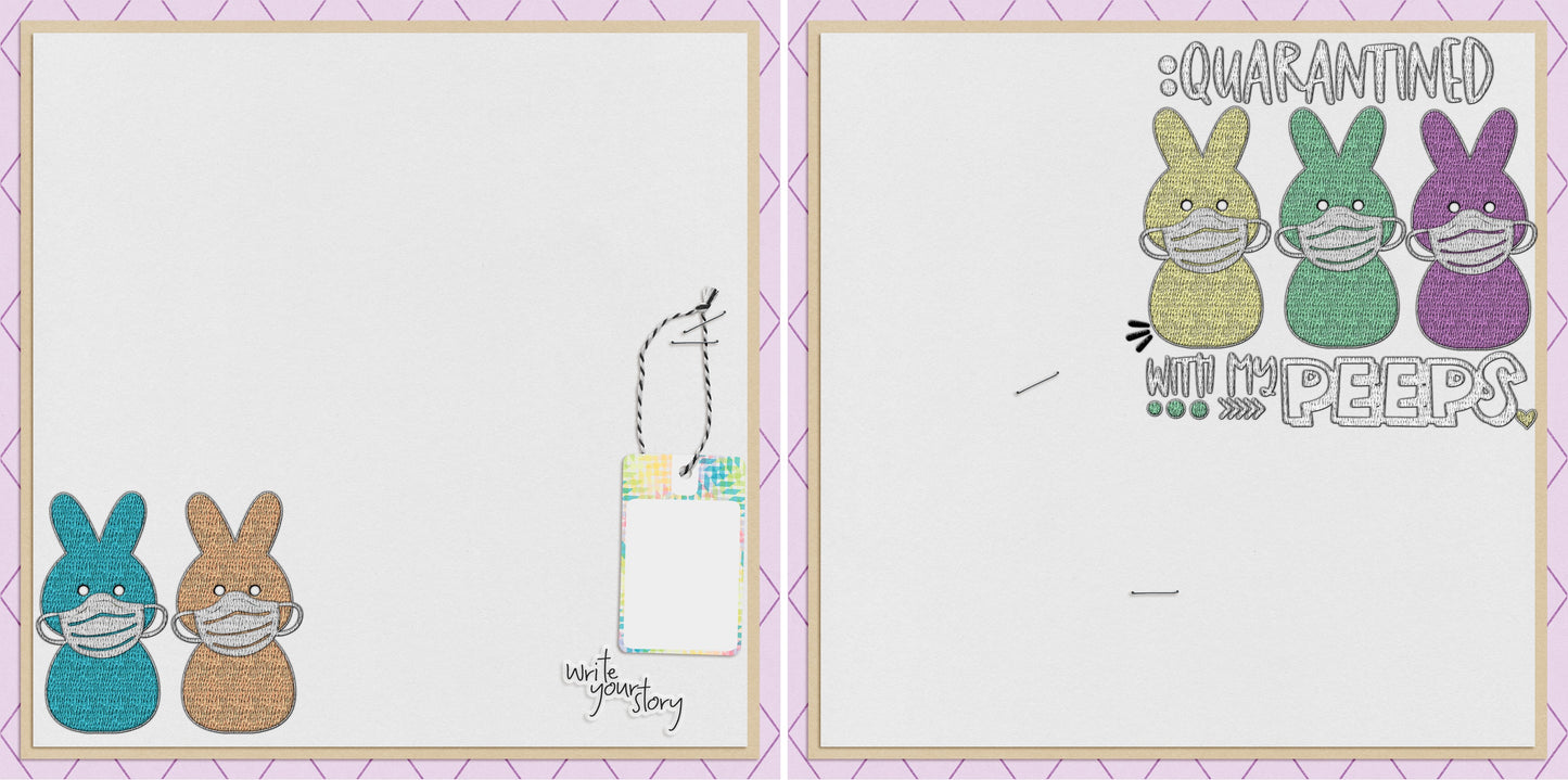 Quarantined With My Peeps NPM - 4783 - EZscrapbooks Scrapbook Layouts covid, Quarantine-Corona, Spring - Easter