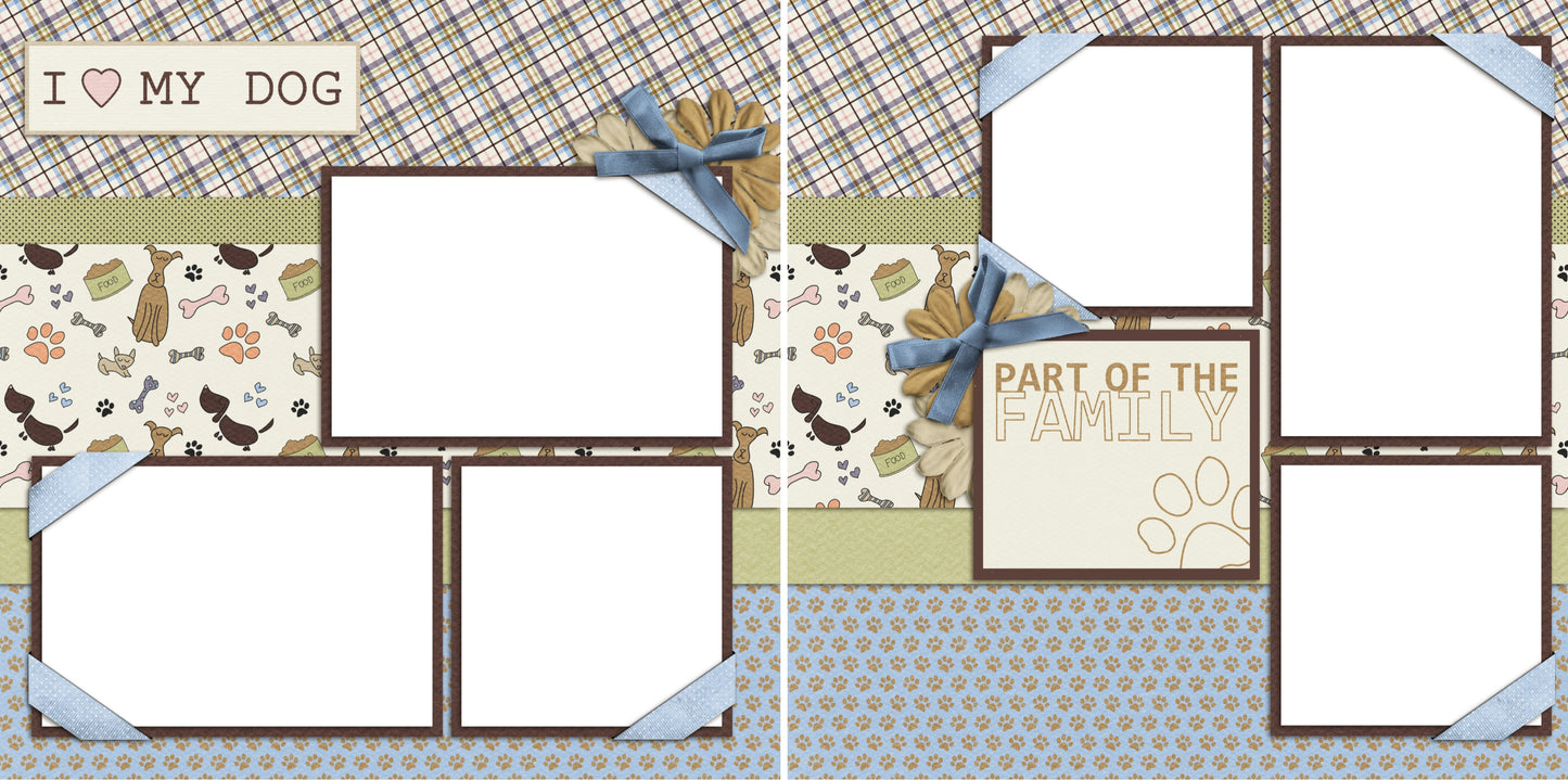 I Love My Dog -Digital Scrapbook Pages - INSTANT DOWNLOAD - EZscrapbooks Scrapbook Layouts Pets