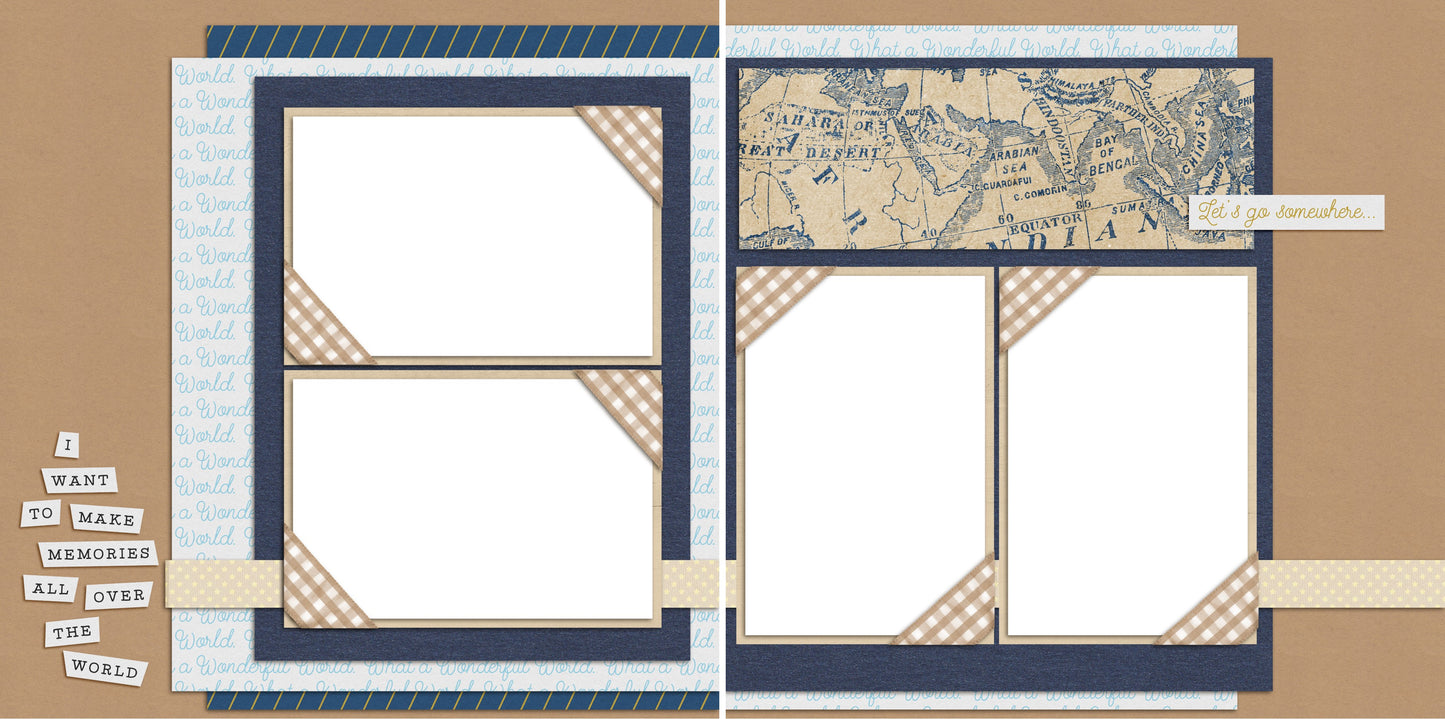 Let's Go Somewhere - Travel - Digital Scrapbook Pages - INSTANT DOWNLOAD - EZscrapbooks Scrapbook Layouts explore, globe, travel, traveler, travels, vacaction