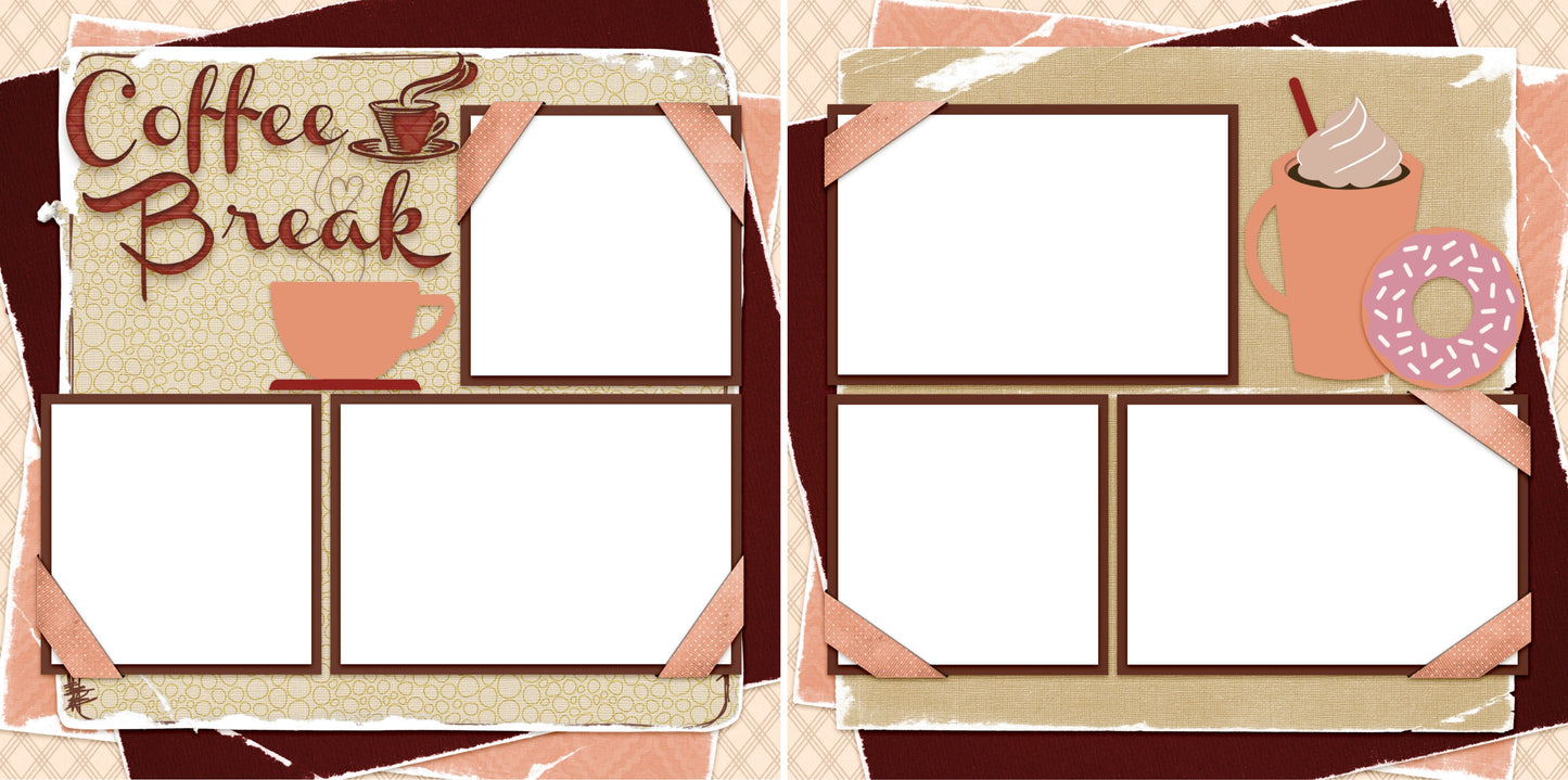 Coffee Break - Digital Scrapbook Pages - INSTANT DOWNLOAD - EZscrapbooks Scrapbook Layouts coffee, Foods