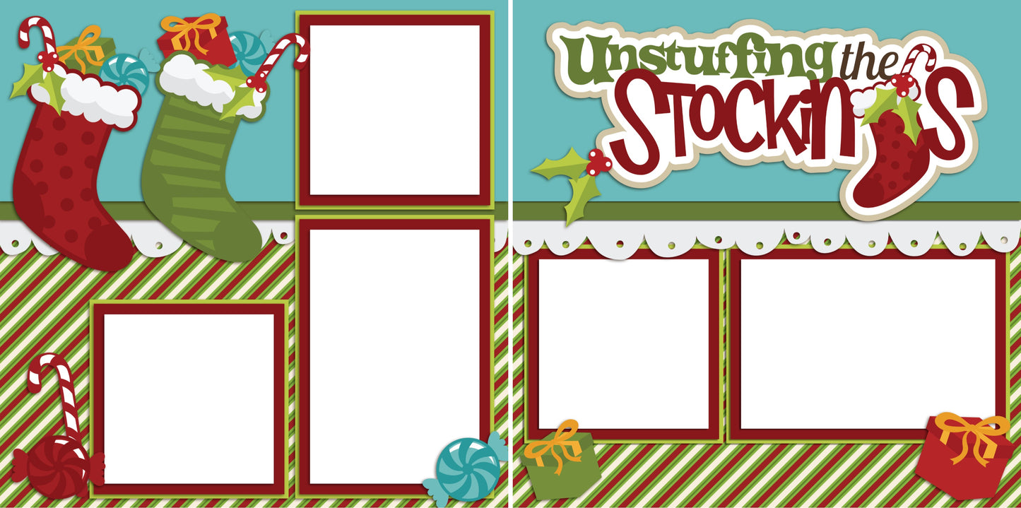 Unstuffing the Stockings - Digital Scrapbook Pages - INSTANT DOWNLOAD - EZscrapbooks Scrapbook Layouts Christmas, Winter