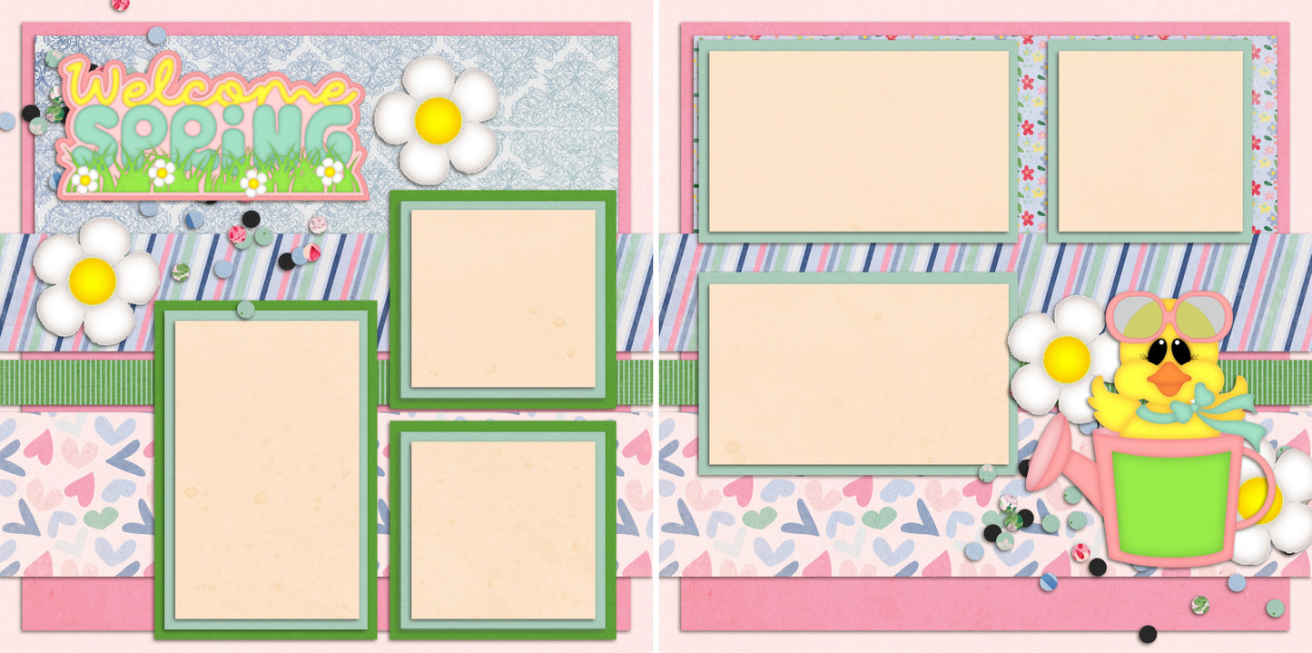 Welcome Spring - 2067 - EZscrapbooks Scrapbook Layouts Farm - Garden, Spring - Easter