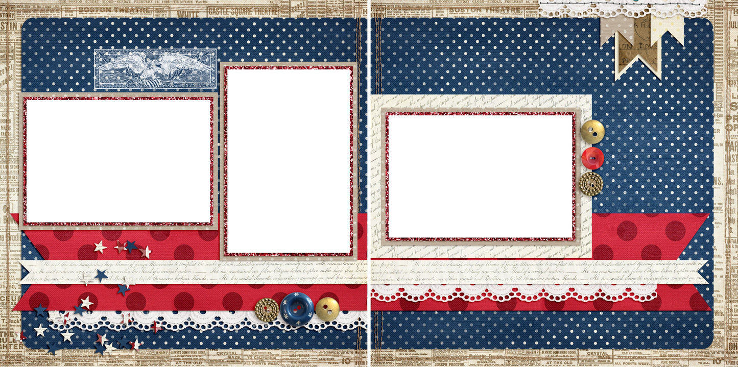 Americana - Digital Scrapbook Pages - INSTANT DOWNLOAD - 2019 - EZscrapbooks Scrapbook Layouts July 4th - Patriotic