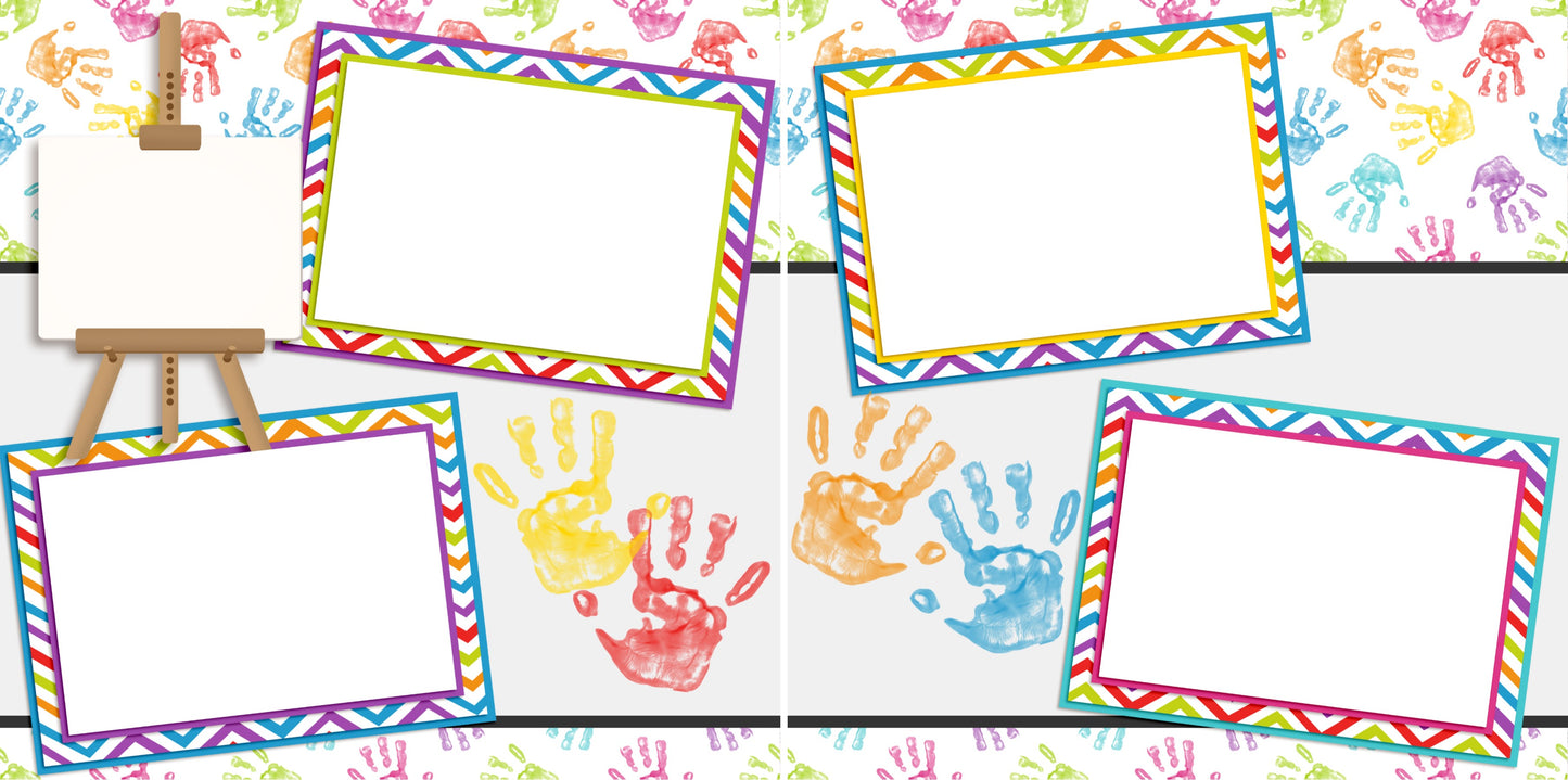 Fingerpainting - Digital Scrapbook Pages - INSTANT DOWNLOAD - EZscrapbooks Scrapbook Layouts School