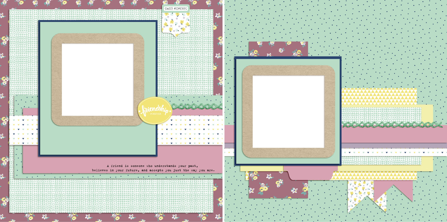 Friendship - Digital Scrapbook Pages - INSTANT DOWNLOAD - EZscrapbooks Scrapbook Layouts Friends, Other