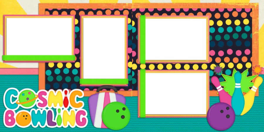 Cosmic Bowling - Digital Scrapbook Pages - INSTANT DOWNLOAD - EZscrapbooks Scrapbook Layouts bowling, Sports