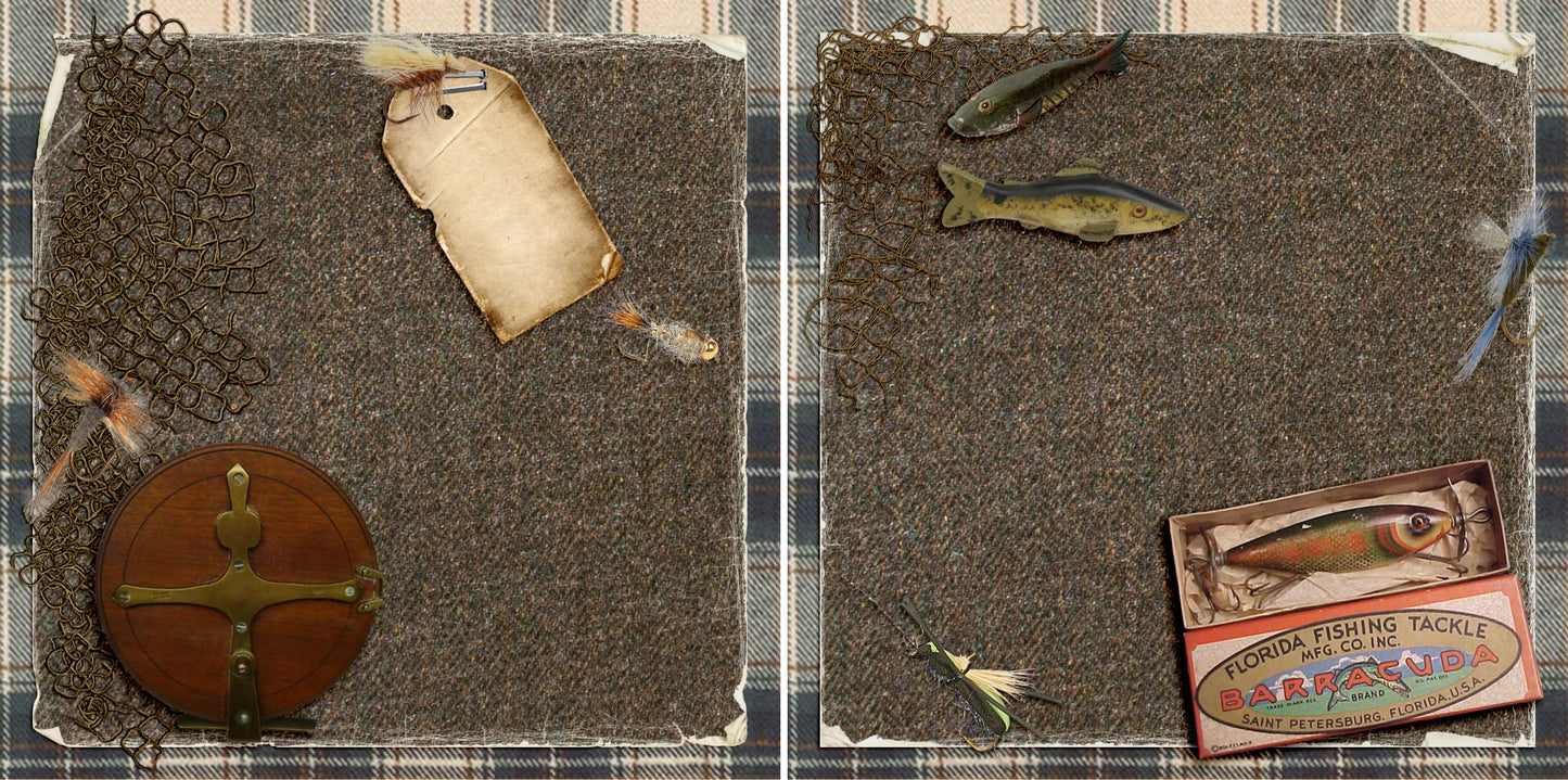 Fishing Tackle NPM - 4633 - EZscrapbooks Scrapbook Layouts Hunting - Fishing