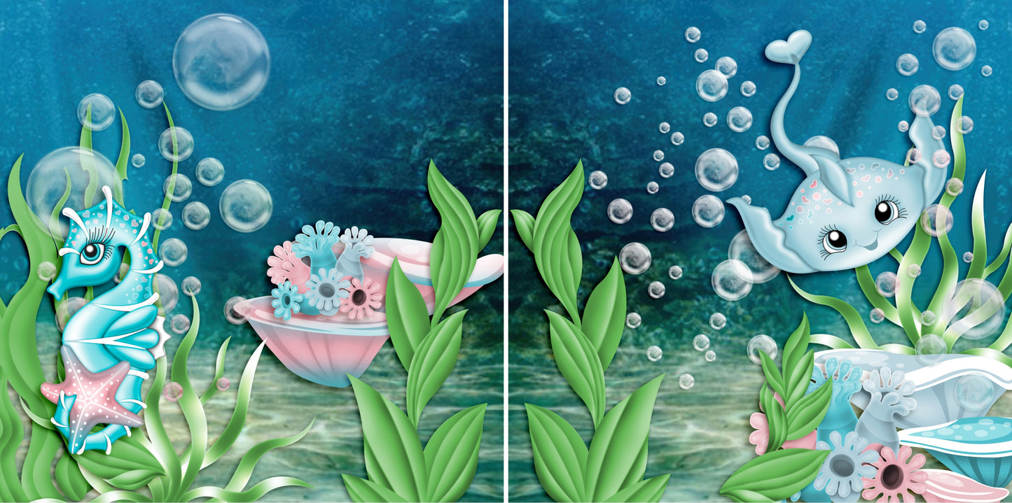 Ocean Friends NPM - 3957 - EZscrapbooks Scrapbook Layouts Beach - Tropical, Summer, Swimming - Pool