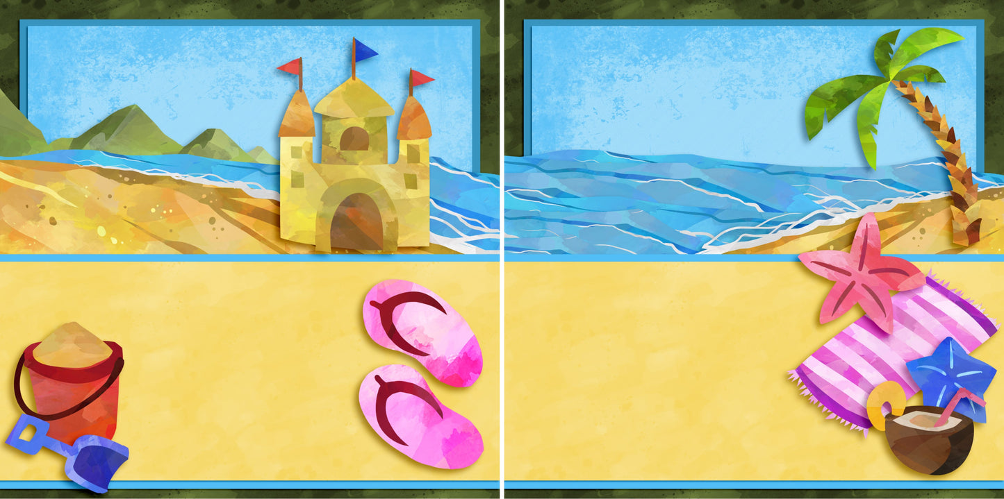 Just Beachy NPM - 2758 - EZscrapbooks Scrapbook Layouts Beach - Tropical, Summer, Swimming - Pool