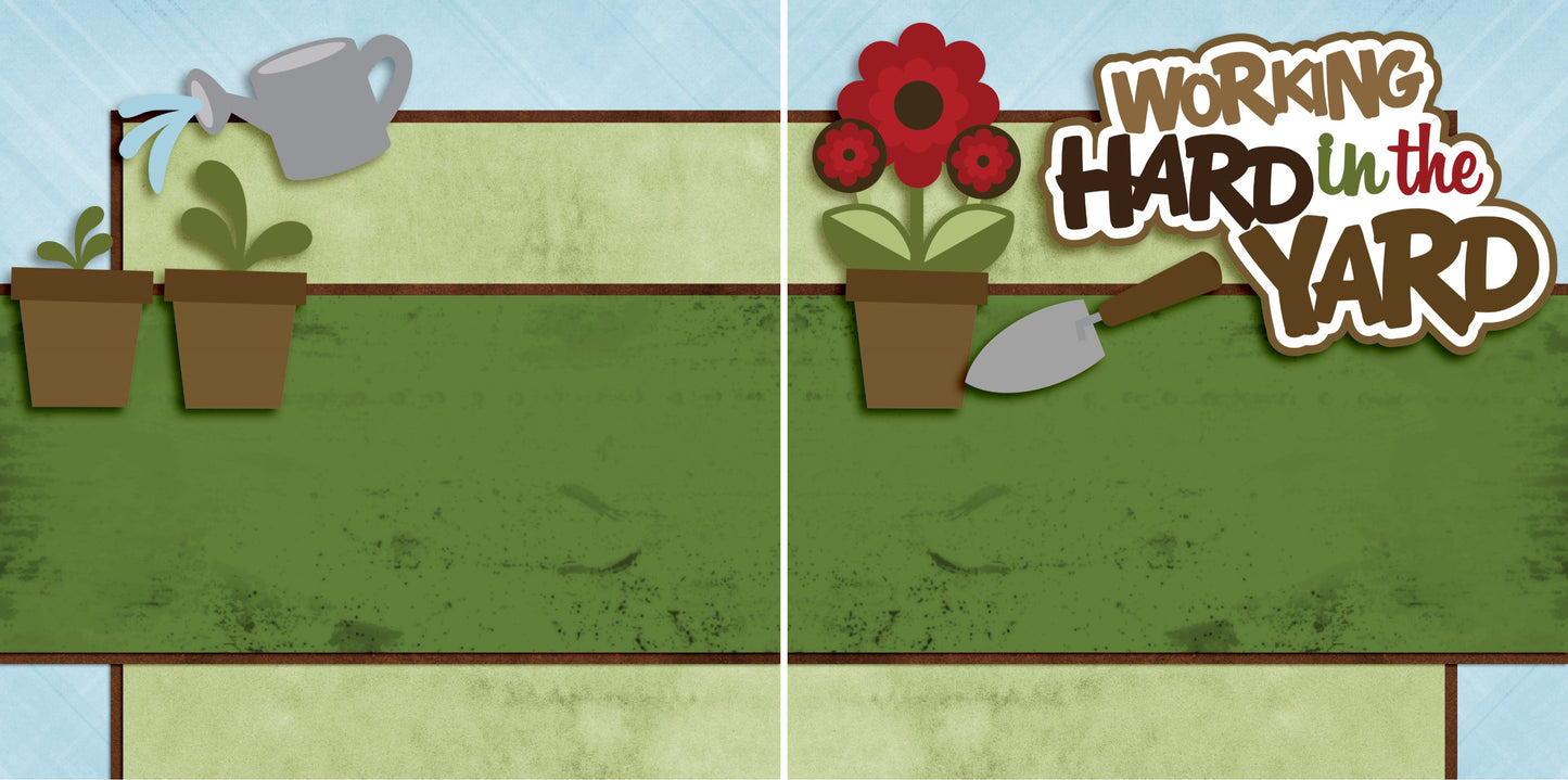 Working Hard in the Yard NPM - 2980 - EZscrapbooks Scrapbook Layouts Farm - Garden, yardwork
