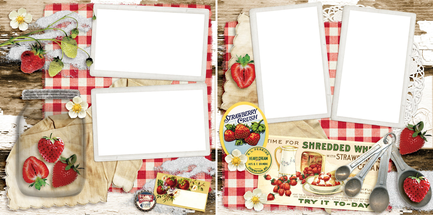 Vintage Strawberry Jam - Digital Scrapbook Pages - INSTANT DOWNLOAD - 2019 - EZscrapbooks Scrapbook Layouts Heritage