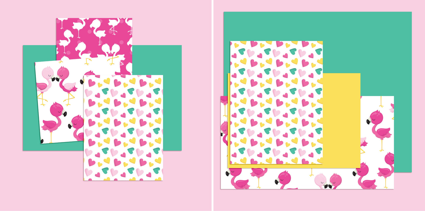 Cute Flamingos NPM - 4881 - EZscrapbooks Scrapbook Layouts Beach - Tropical, Summer, Swimming - Pool