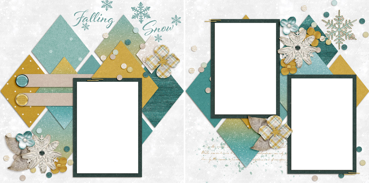 Falling Snow - Digital Scrapbook Pages - INSTANT DOWNLOAD - EZscrapbooks Scrapbook Layouts Winter