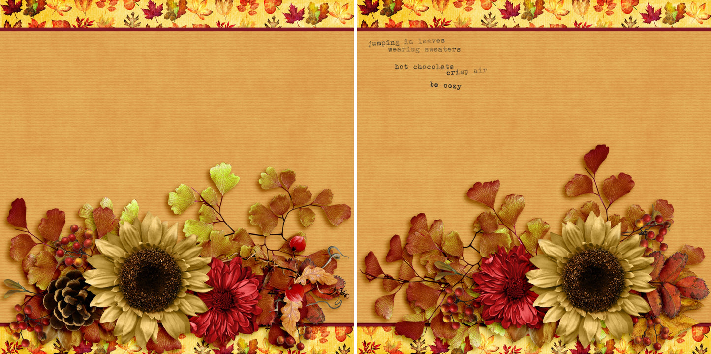 Jumpin in Leaves NPM - 3543 - EZscrapbooks Scrapbook Layouts Fall - Autumn, Thanksgiving