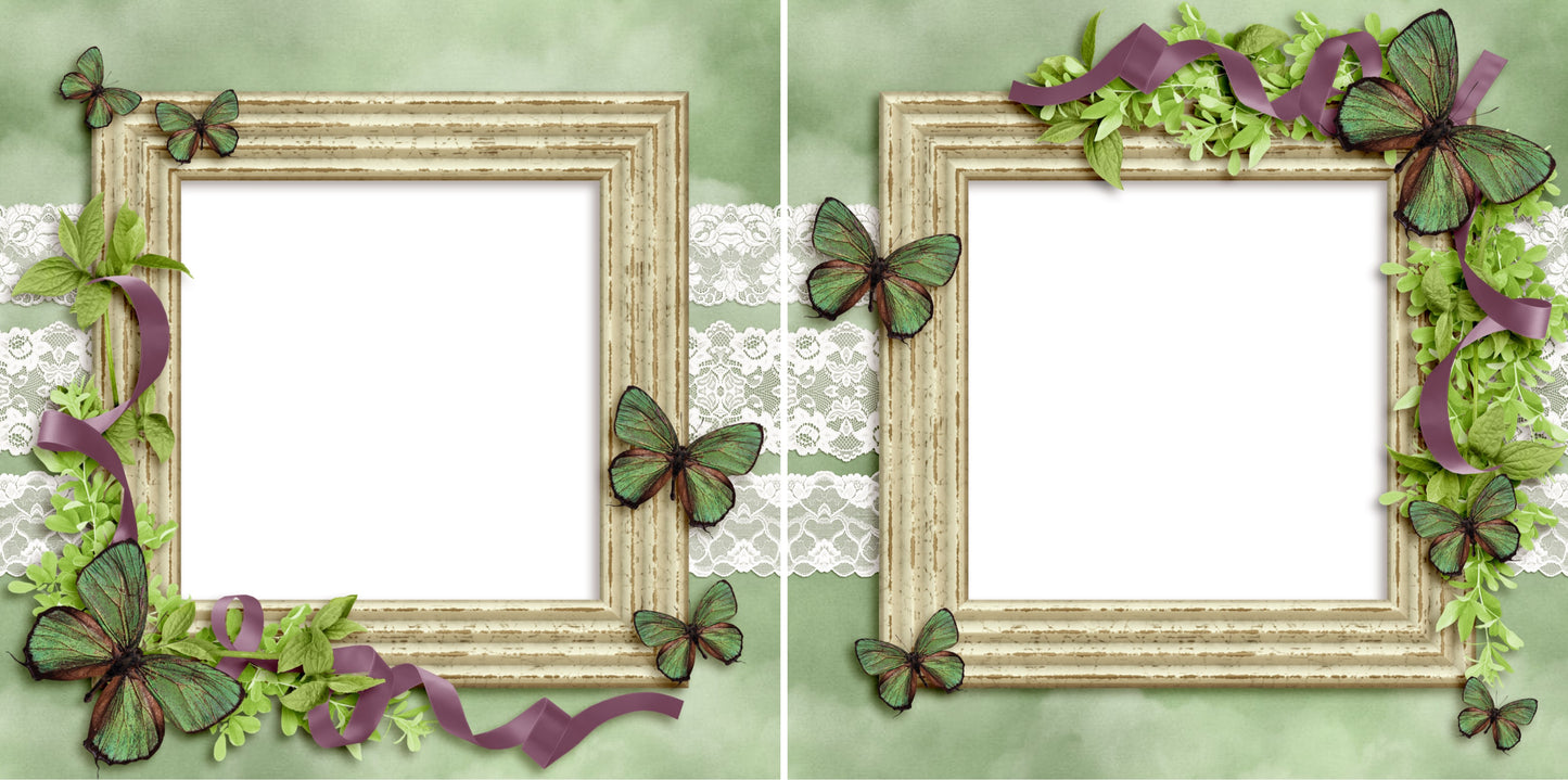 Beautiful Butterflies - Digital Scrapbook Pages - INSTANT DOWNLOAD - EZscrapbooks Scrapbook Layouts Farm - Garden, Spring - Easter