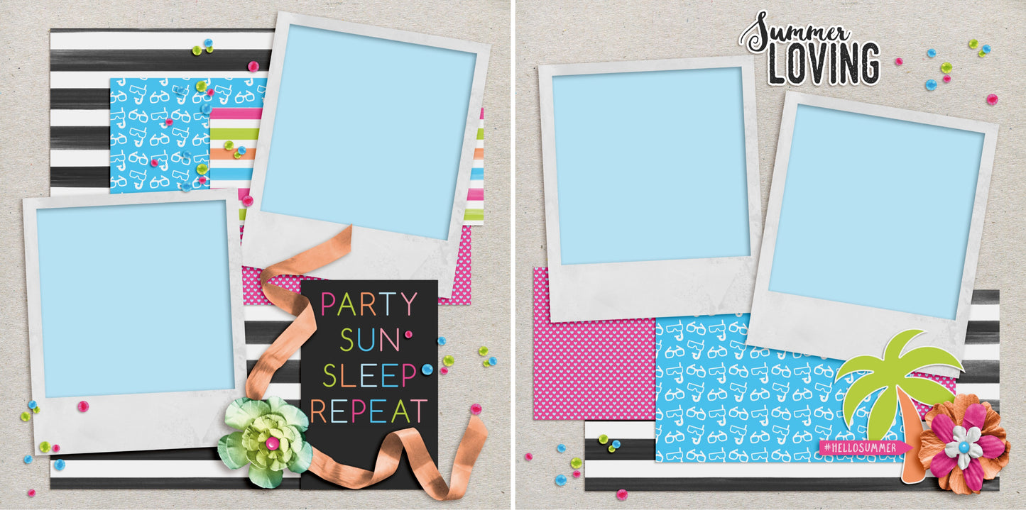 Party Sun Sleep - 4696 - EZscrapbooks Scrapbook Layouts Beach - Tropical, Summer