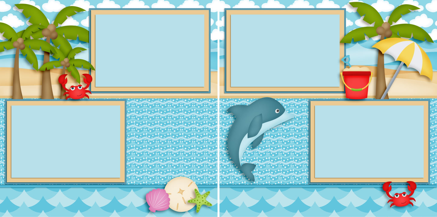 Ocean Friends - 3796 - EZscrapbooks Scrapbook Layouts Beach - Tropical, Swimming - Pool