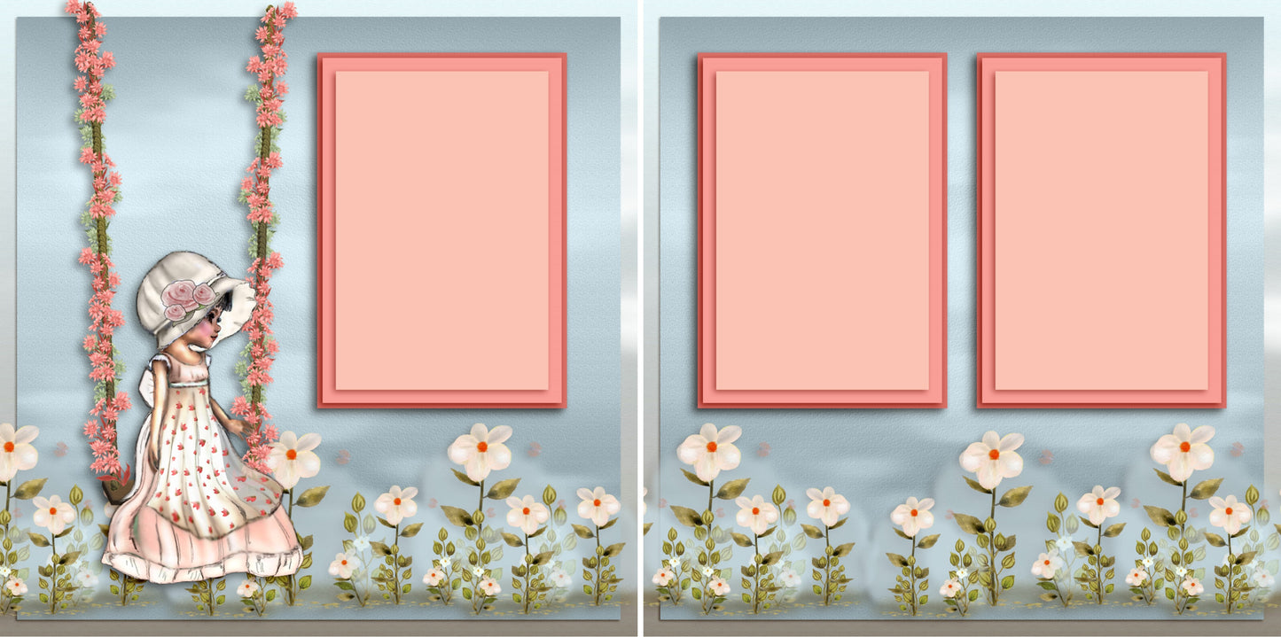 Spring Swing - 2865 - EZscrapbooks Scrapbook Layouts Girls, Spring - Easter