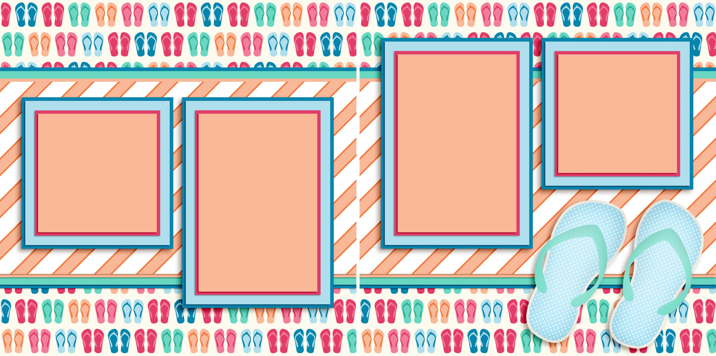 Flip Flop Summer - 2717 - EZscrapbooks Scrapbook Layouts Beach - Tropical, Summer, Swimming - Pool