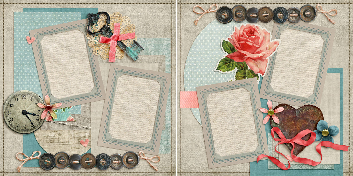 Vintage Charms - 4548 - EZscrapbooks Scrapbook Layouts Heritage, Other