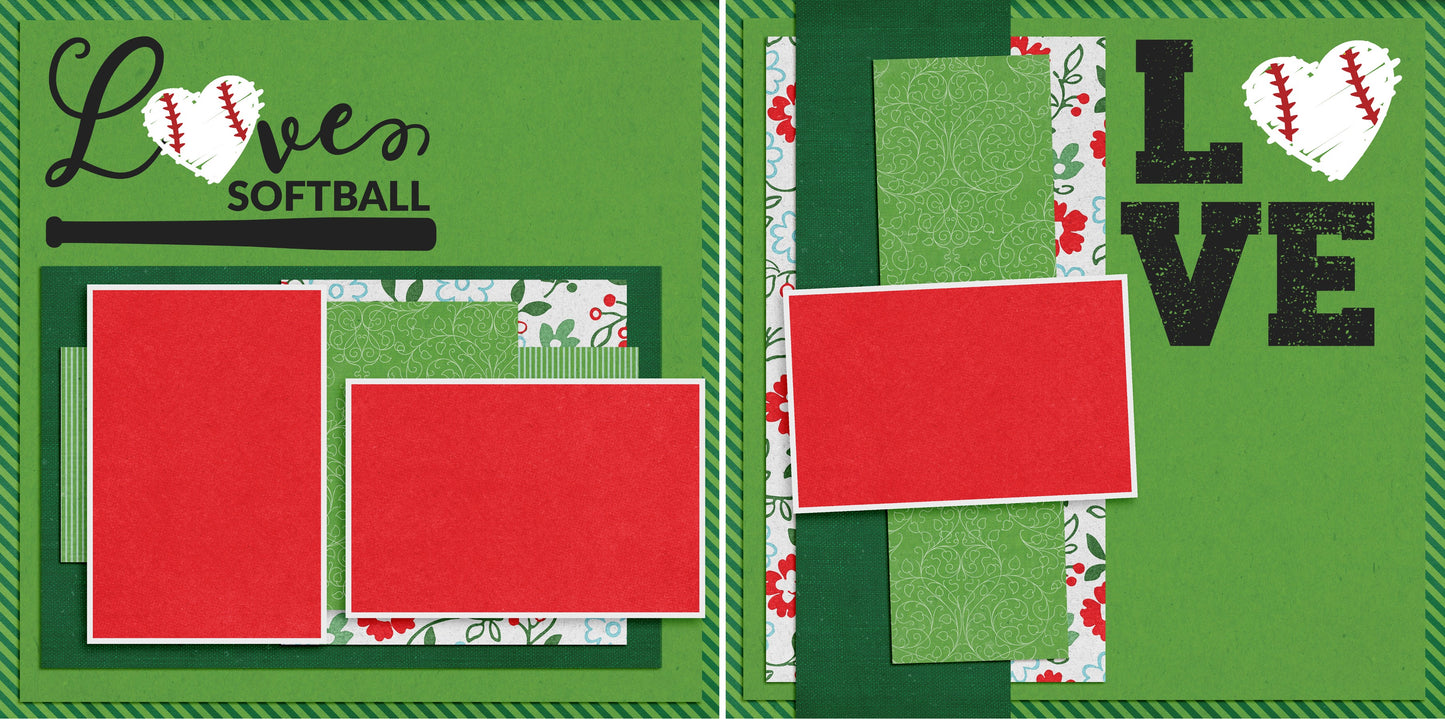 Love Softball - 4964 - EZscrapbooks Scrapbook Layouts softball, Sports