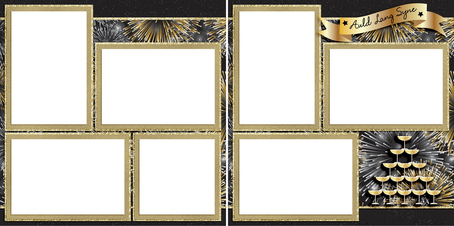 Auld Lang Syne - New Year's - Digital Scrapbook Pages - INSTANT DOWNLOAD - EZscrapbooks Scrapbook Layouts New Year's