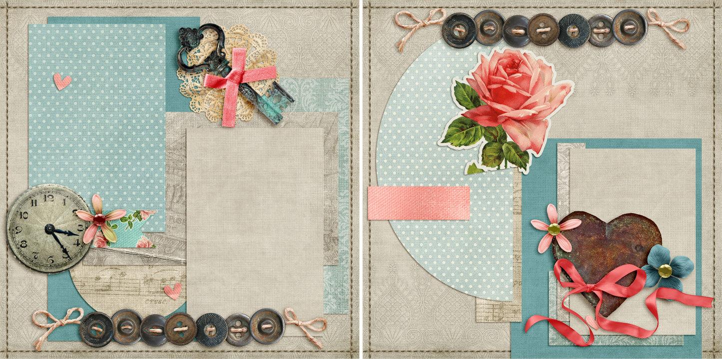 Vintage Charms NPM - 4549 - EZscrapbooks Scrapbook Layouts Heritage, Other