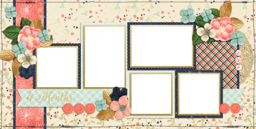 Baby Girl 4 Months - Digital Scrapbook Pages - INSTANT DOWNLOAD - EZscrapbooks Scrapbook Layouts Baby - Toddler