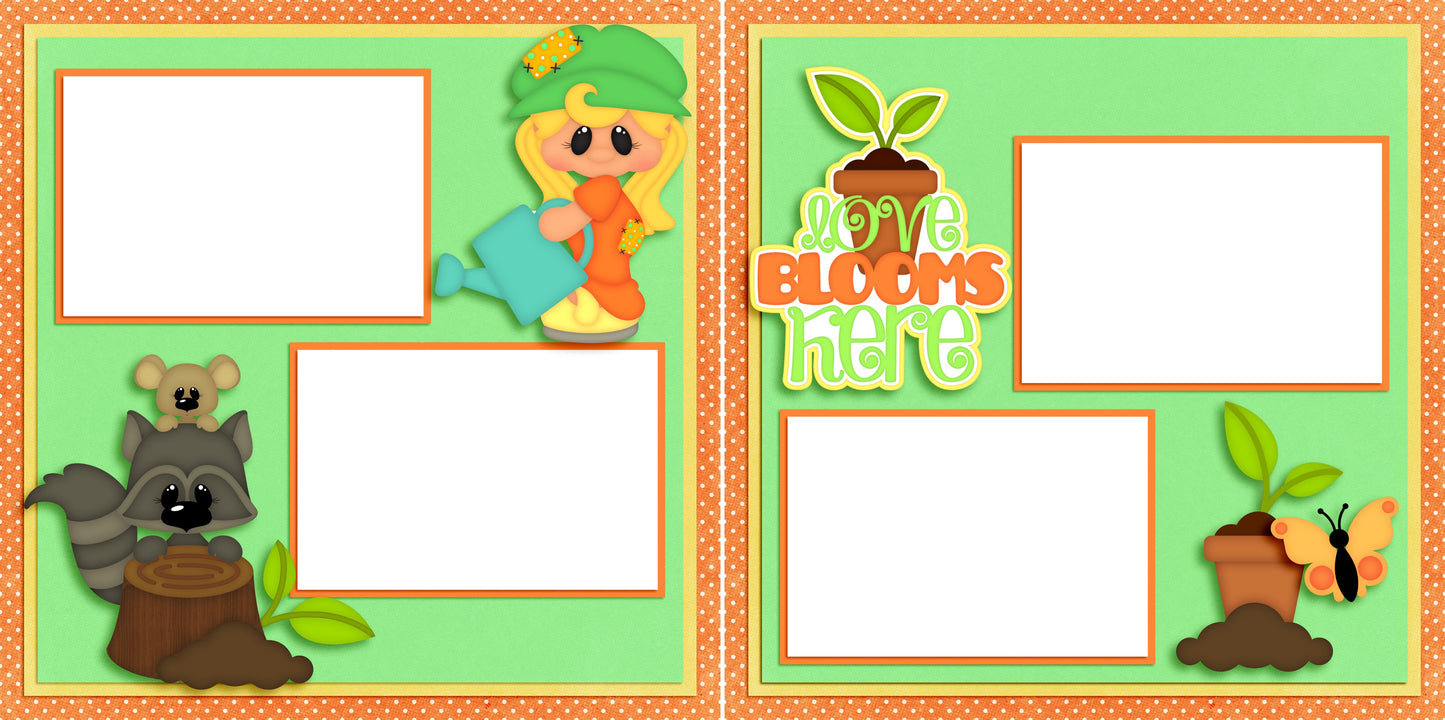 Love Blooms Here Girl - Digital Scrapbook Pages - INSTANT DOWNLOAD - EZscrapbooks Scrapbook Layouts Farm - Garden