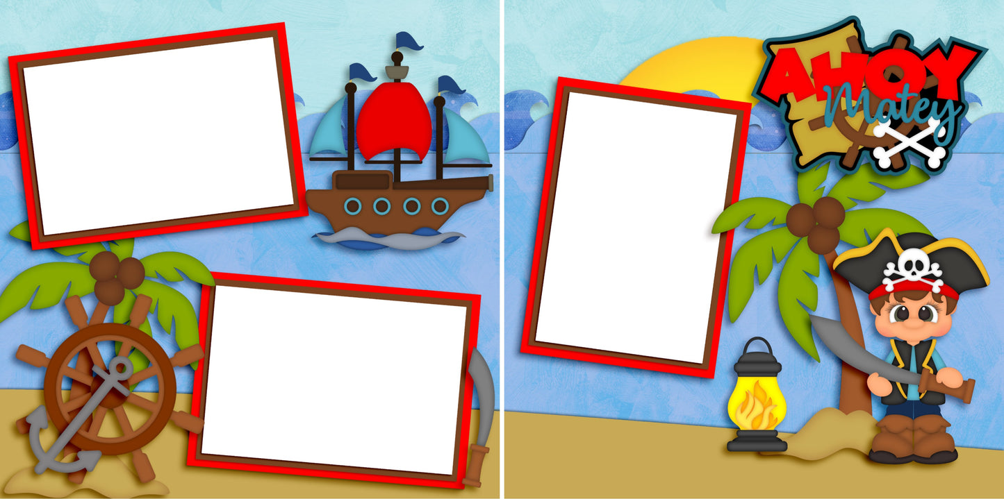 Ahoy Matey Boy - Digital Scrapbook Pages - INSTANT DOWNLOAD - EZscrapbooks Scrapbook Layouts Disney, Halloween