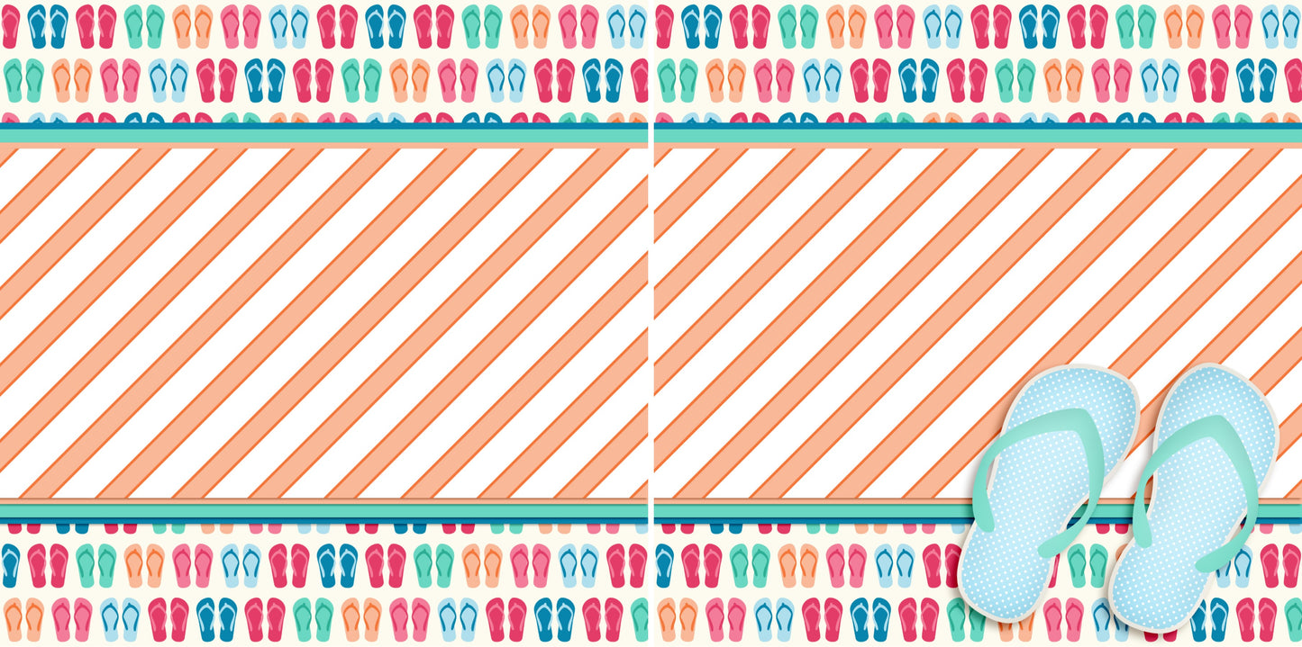 Flip Flop Summer NPM - 2718 - EZscrapbooks Scrapbook Layouts Beach - Tropical, Summer, Swimming - Pool