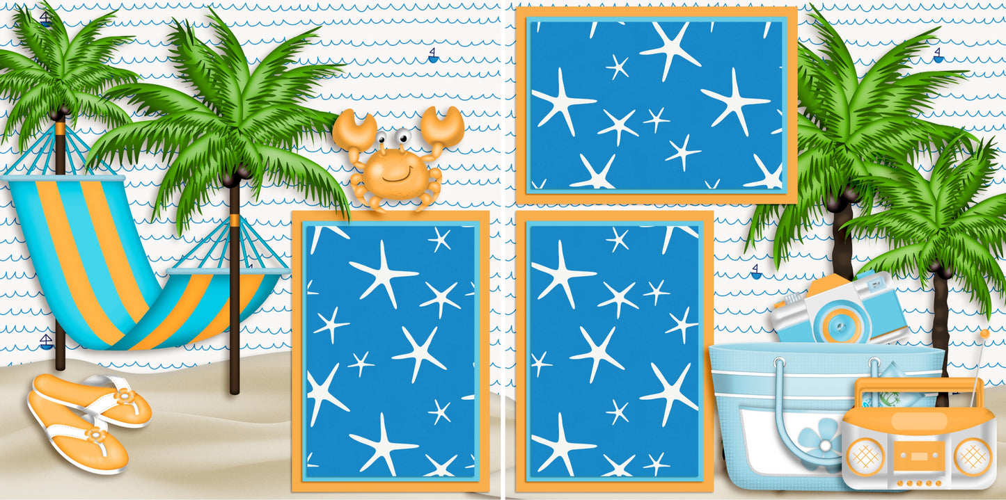 Beach Hammock - 4068 - EZscrapbooks Scrapbook Layouts Beach - Tropical, cruise, Summer, Swimming - Pool