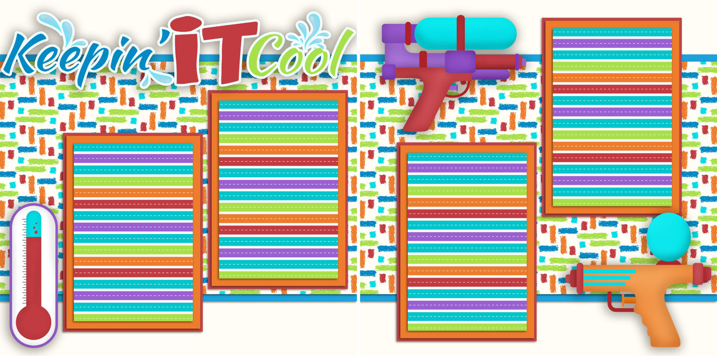 Keepin' It Cool - 2377 - EZscrapbooks Scrapbook Layouts Beach - Tropical, Swimming - Pool