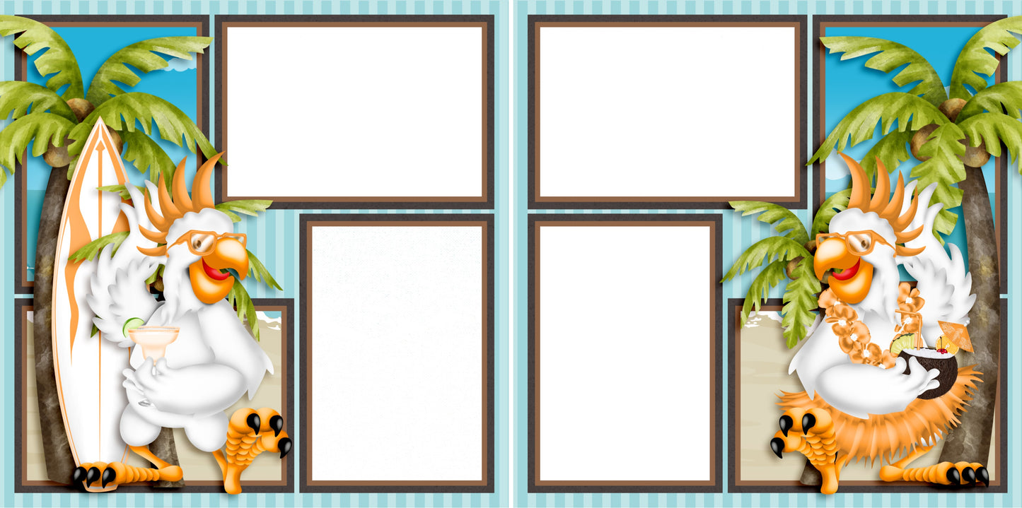 Beach Party - Digital Scrapbook Pages - INSTANT DOWNLOAD - 2019 - EZscrapbooks Scrapbook Layouts Beach - Tropical, cruise