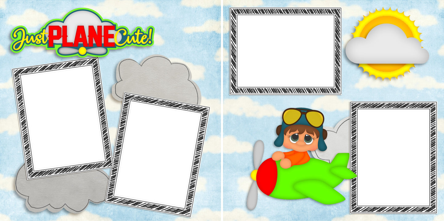 Just Plane Cute Boy - Digital Scrapbook Pages - INSTANT DOWNLOAD - EZscrapbooks Scrapbook Layouts Baby - Toddler, Kids
