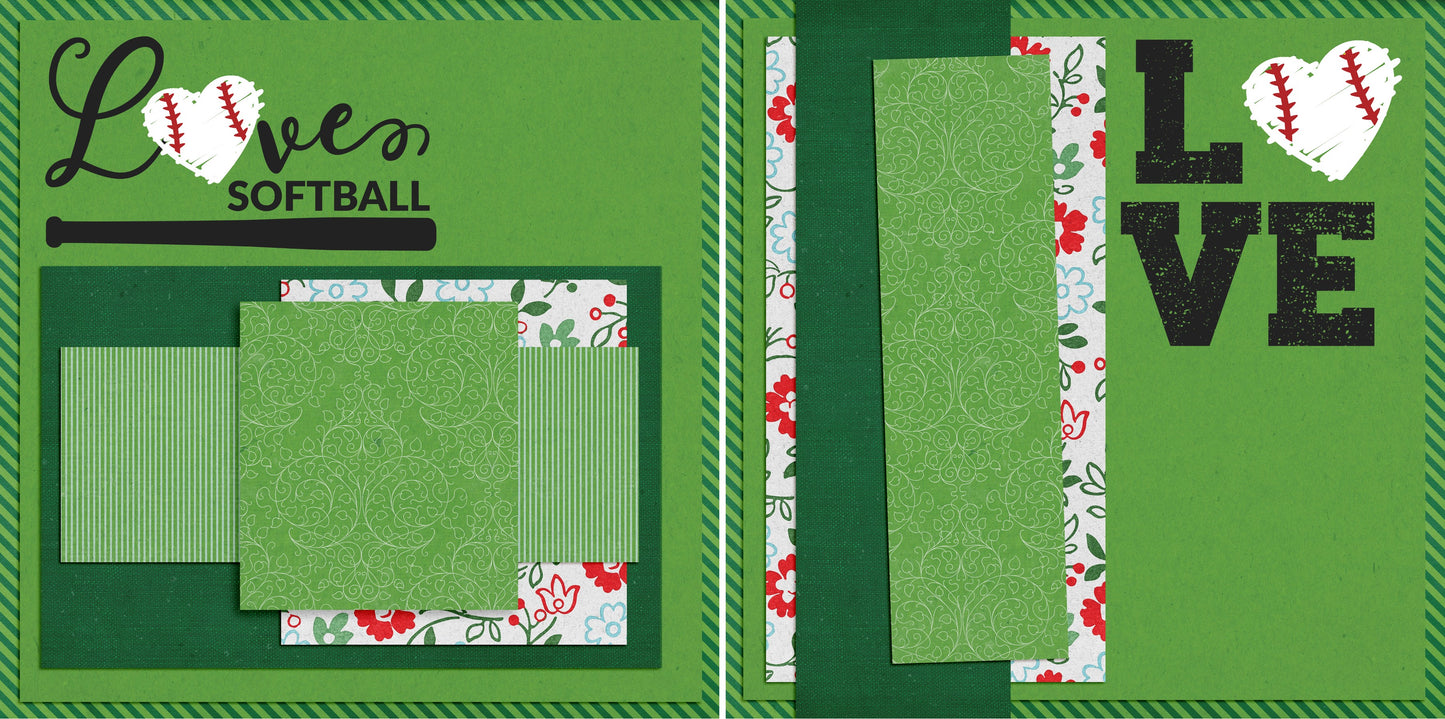 Love Softball NPM - 4965 - EZscrapbooks Scrapbook Layouts softball, Sports