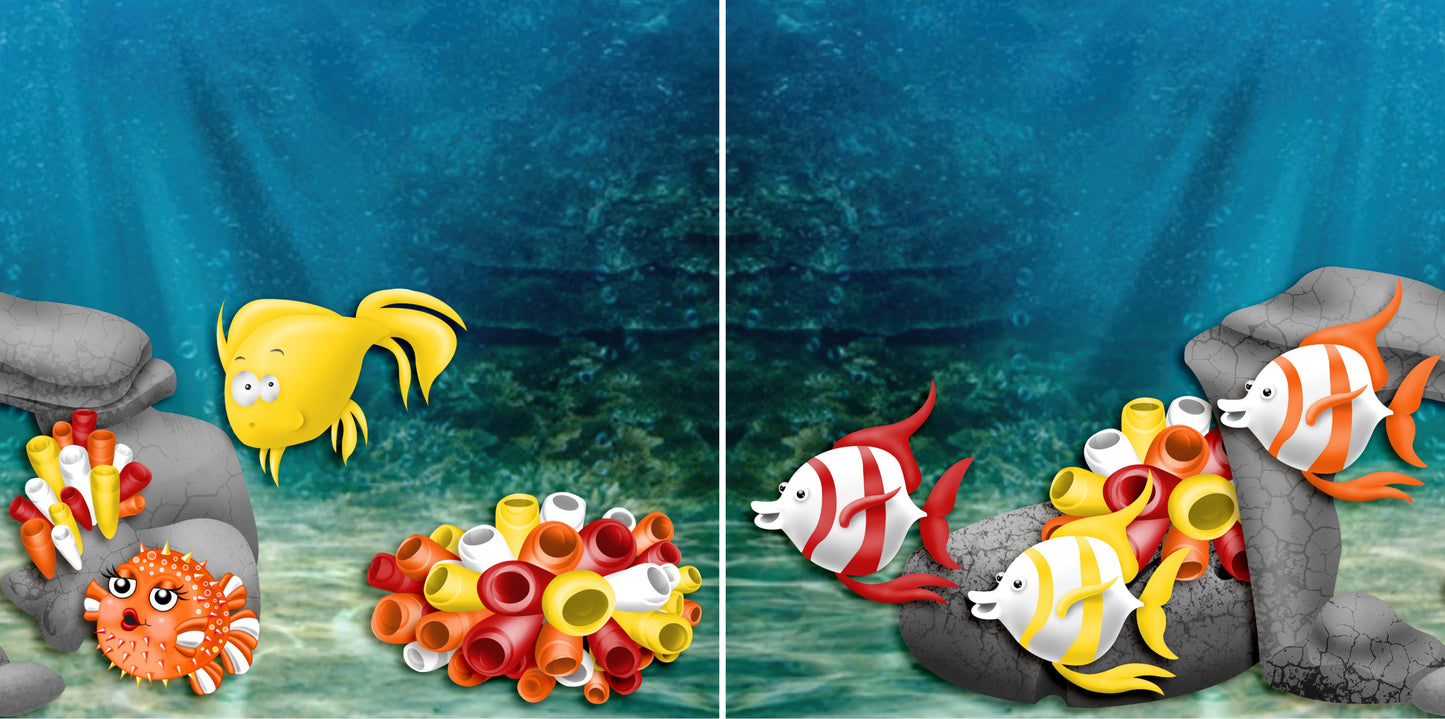 Under the Sea NPM - 3963 - EZscrapbooks Scrapbook Layouts Beach - Tropical, Summer, Swimming - Pool