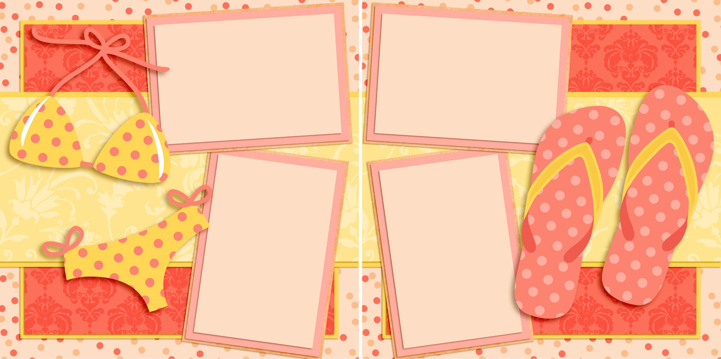 Yellow Bikini - 3384 - EZscrapbooks Scrapbook Layouts Summer, Swimming - Pool