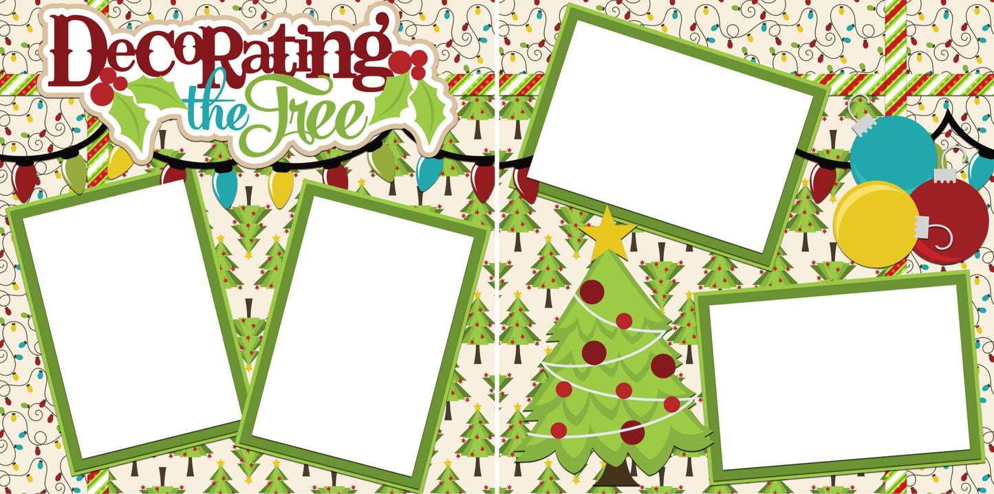 Decorating the Tree - Digital Scrapbook Pages - INSTANT DOWNLOAD - EZscrapbooks Scrapbook Layouts Christmas, Winter