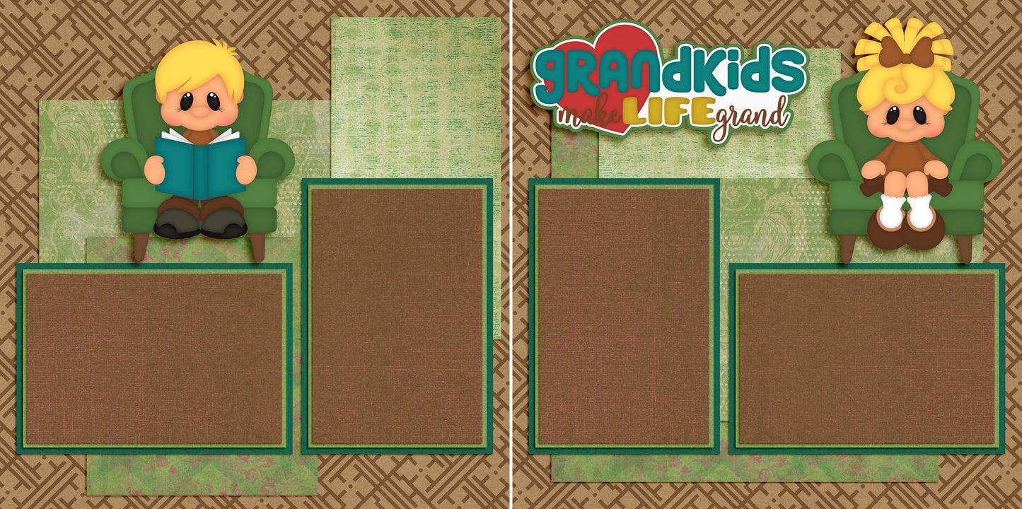 Grandkids - Kids - 4938 - EZscrapbooks Scrapbook Layouts Family, Grandfather, Grandkid, Grandkids, Grandma, Grandmother, Grandpa